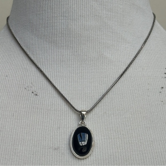 Jewelry - Classic Black Onyx Pendant - Oval Shape